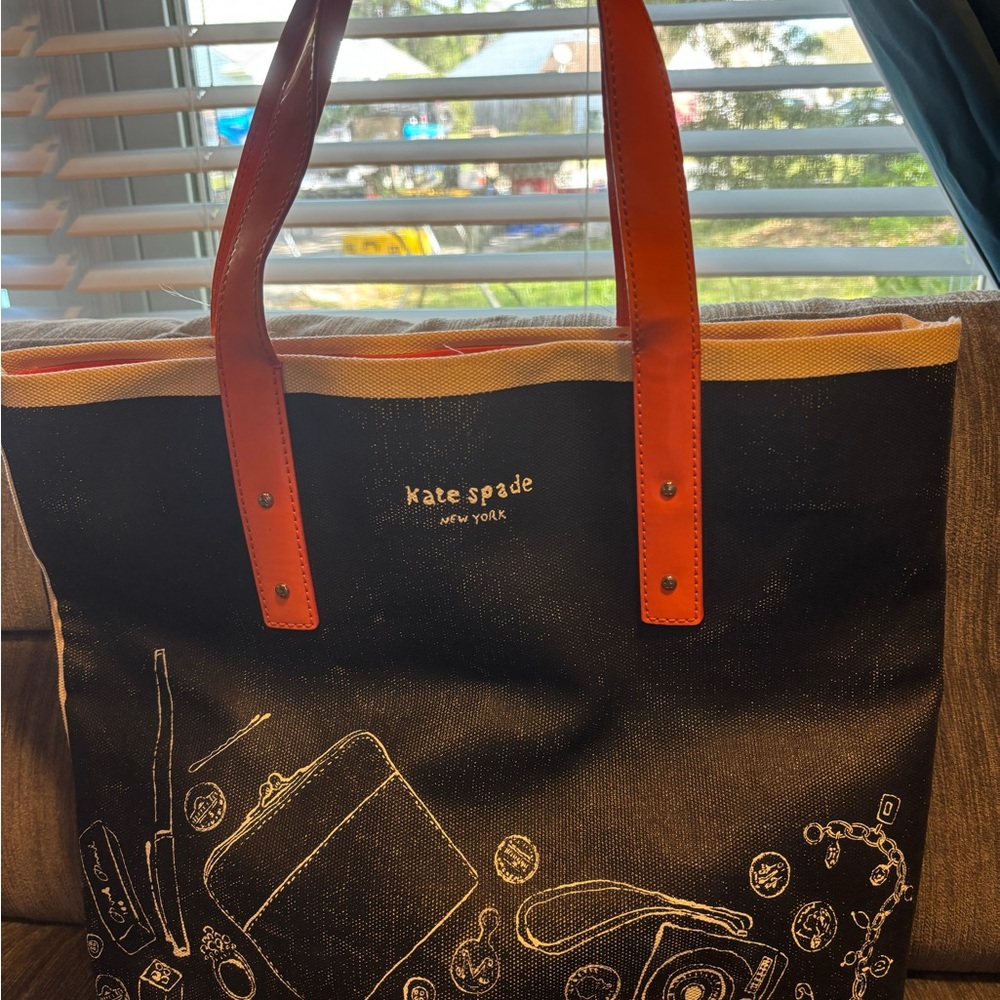 Kate Spade Black Tote with Orange Accents